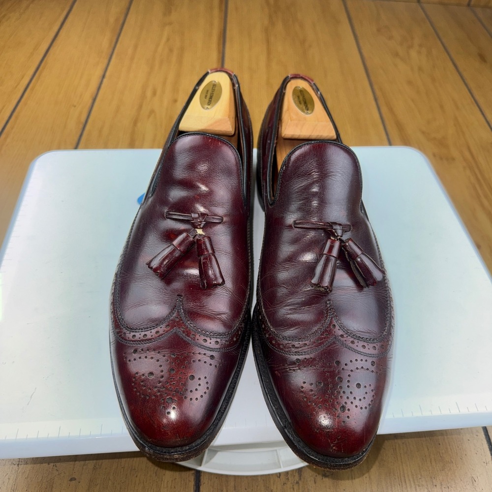 Allen Edmonds Berwick Burgundy Leather Wingtip Tassel Loafers Mens 11 A 8873